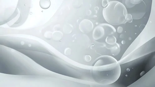 Pearl-gray bubbles drifting through satin misted waves.