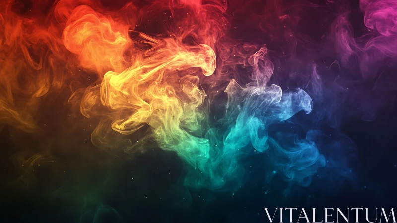 Volumetric rainbow smoke plumes form a dynamic chromatic spectrum