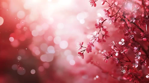 Pink Floral Bokeh with Cascading Flowers and Soft Particle Effects