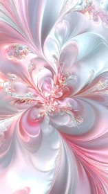 Fractal floral vortex forms with pearlescent gradients and radial flow