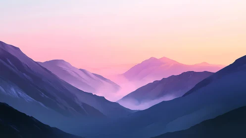 Pastel mist rolling through dream-soft mountain corridors.