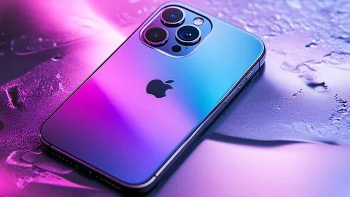 iPhone Pro smartphone against gradient background.
