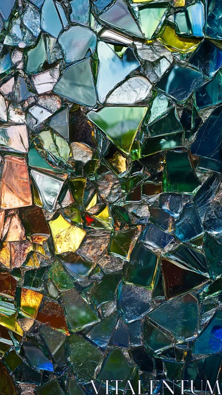 Colorful glass shards catch light in a lively mosaic