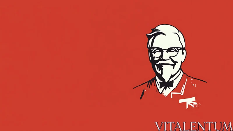 Minimalist fast-food mascot portrait on bold red field