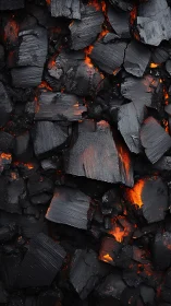 Burning Charcoal Embers with Glowing Orange Flames