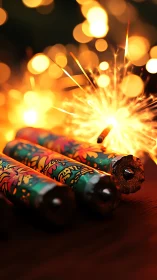 Colorful firecrackers ignite amid intense bokeh light field