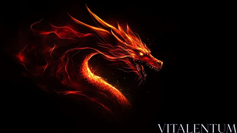 Inferno serpent arcs through void in blazing ember firestorm.