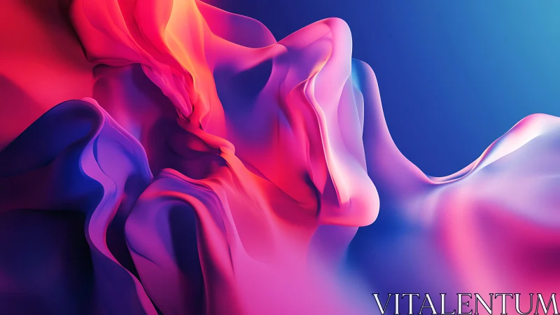 Fluid abstract folds form colorful 3D gradient surface