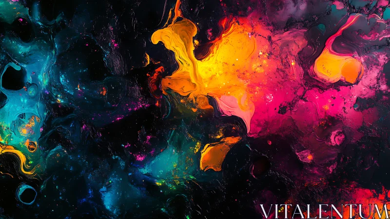 Neon nebula abstraction with fluid chromatic swirls composition.