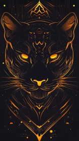 Cosmic Feline Guardian in Golden Light.