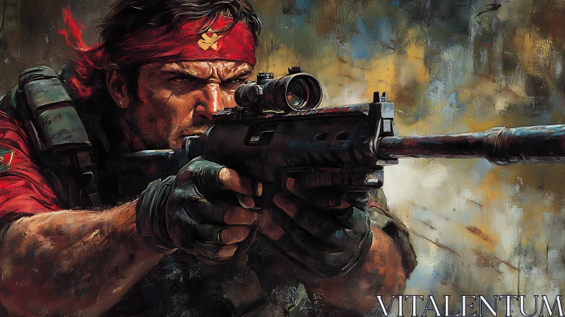 Battle-hardened marksman locks target in storm of color.
