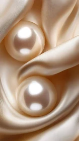 Silken tides cradle luminous twin pearls in quiet luxury.