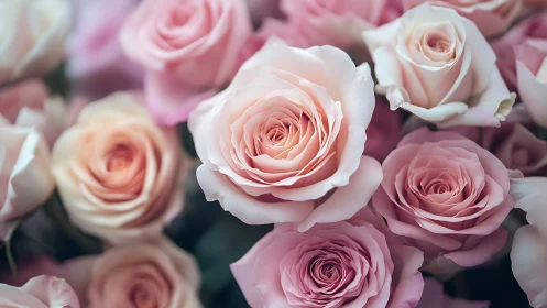 Delicate Pink Roses Bloom in Soft Pastel Harmony.