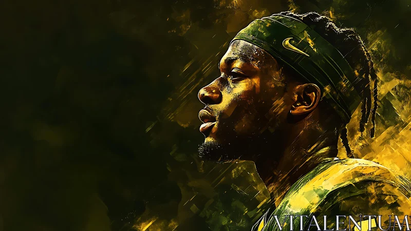 Dynamic grid-ironside portrait in saturated chromatic vectors.