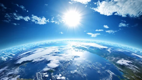 Photorealistic orbital horizon with radiant solar backlighting.