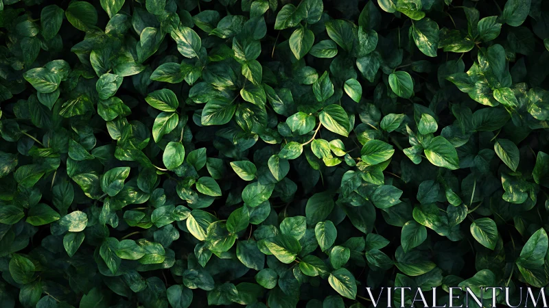 Overhead foliage study isolates dense variegated leaf structure