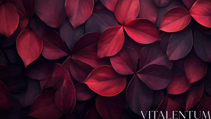 Velvety crimson leaves in a dreamy forest tapestry.