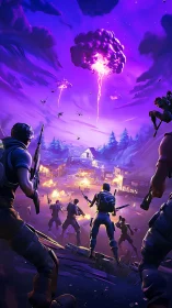 Stormlit skirmish under neon thunderclouds of chaos.