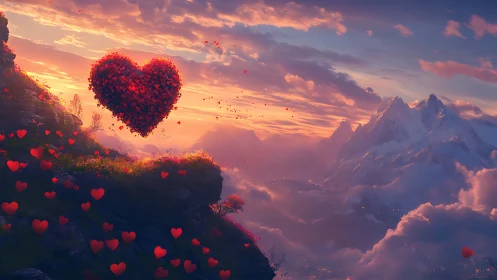 Cloudborne Heart Cascade: Romance Floats Above Alpine Dreams.