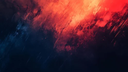 Abstract fiery red and deep blue digital painting with dynamic brushstrokes.