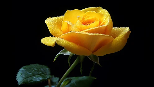 Radiant bloom captures morning's dewdrops in golden splendor