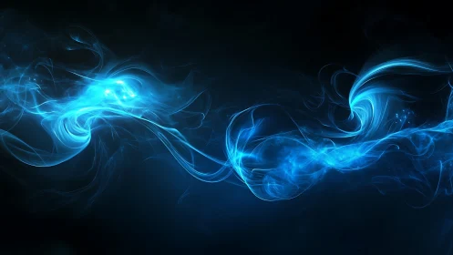 Flowing blue energy ribbons dancing through the dark.