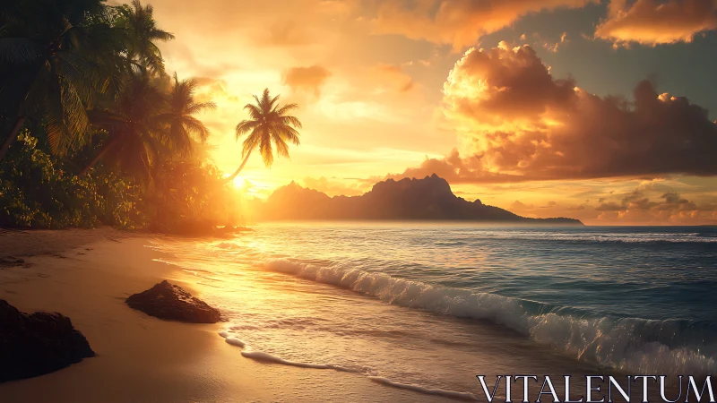 Golden Hour on Tropical Paradise Beach.