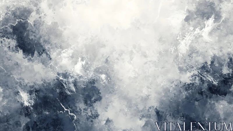 Abstract cloudy sky in blue and white digital watercolor style.