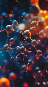 Molecular constellations drift through neon-tinted quantum night