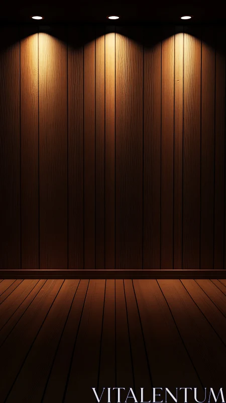 Warm wooden stage backdrop under focused spotlights.