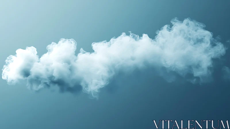 Wispy cloud of white smoke against soft blue background, minimalistic style.