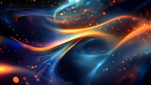 Nebulous energy currents in luminous abstract space field.