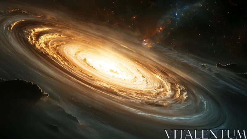 Stellar accretion disk swirling with radiant golden plasma.