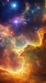 Radiant multicolor nebula expands through dense starfield