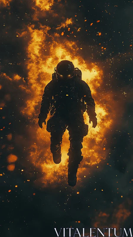 Brave Astronaut Walks Through Blazing Inferno.