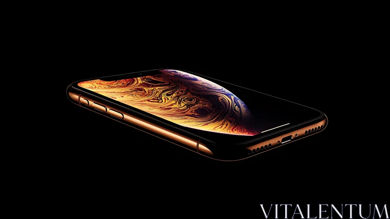 Smartphone with liquid gold wallpaper display.