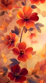 Warm Gradient Blooms: Digital Floral Composition.