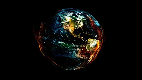 Whirling Fire-Edged Earth Floating in a Velvet Void.