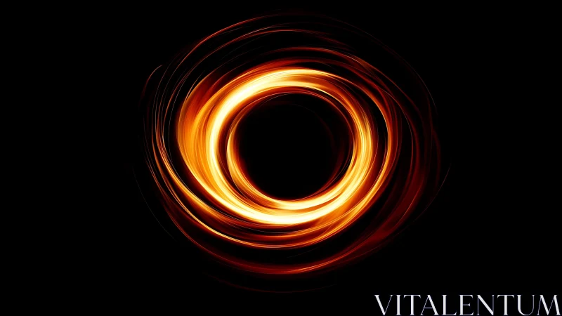 Fiery circular light trail forms glowing vortex on black