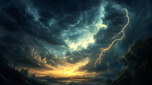 Stormlit sunset sky welcoming the last light of day.