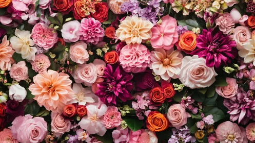 Lush Floral Arrangement with Roses, Dahlias, and Mixed Blooms