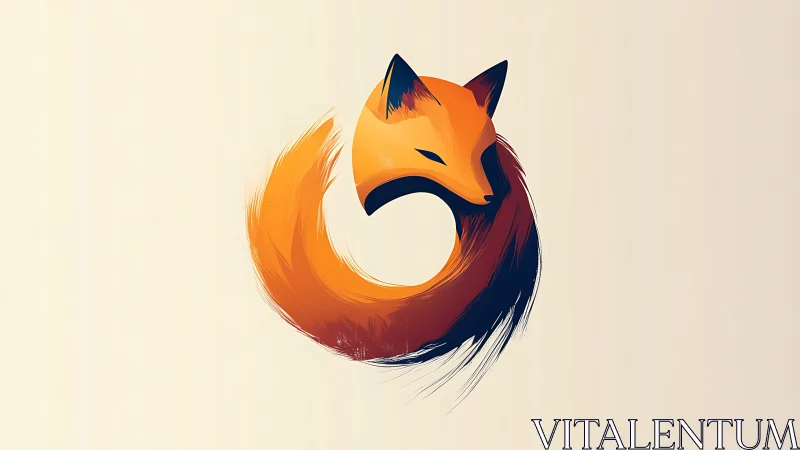 Brushstroke fox halo curls into a sleek digital emblem.