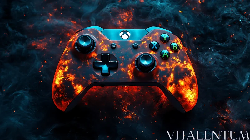 Fire and Ice Gaming Controller with Cyberpunk Aesthetic.