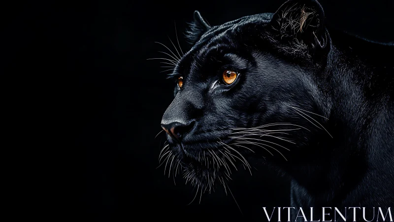 Black Panther Portrait Against Darkness: Amber Eyes Study.