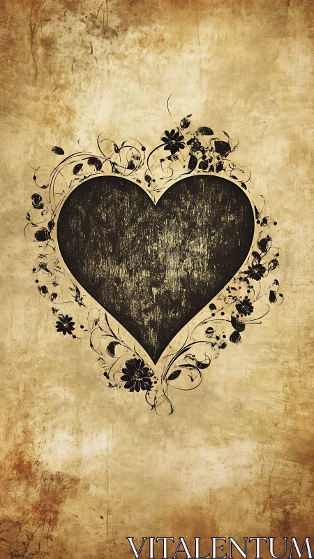 Baroque Floral Heart with Distressed Patina