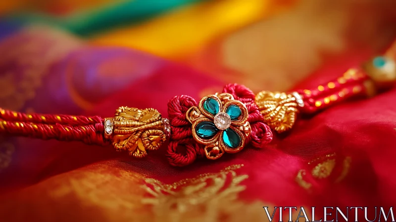 Colorful rakhi bracelet sparkling with festive charm.