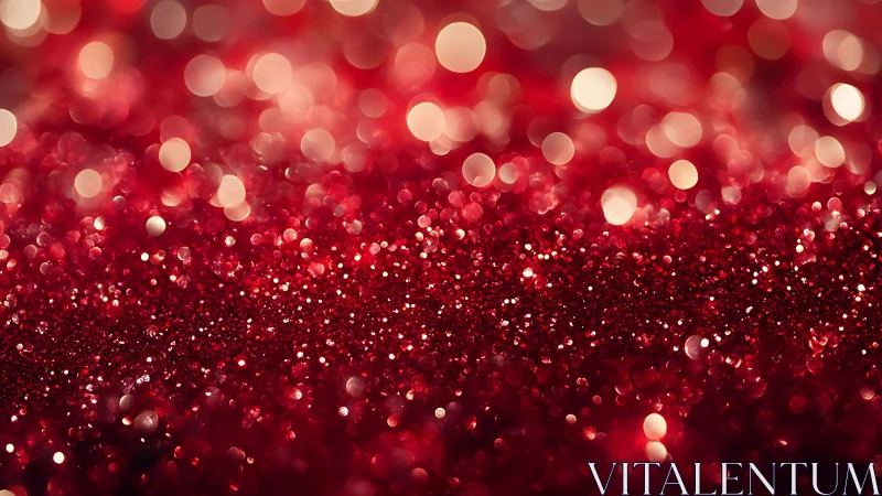 Shimmering red glitter field glows in soft festive light