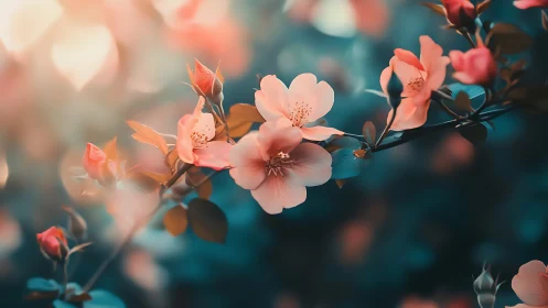 Soft Focus Botanical: Pink Blossoms in Ethereal Light.