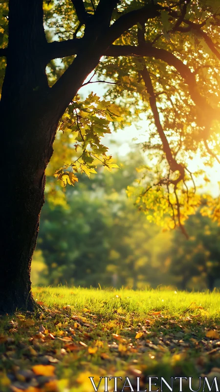 Golden afternoon sunlight under a welcoming leafy tree.