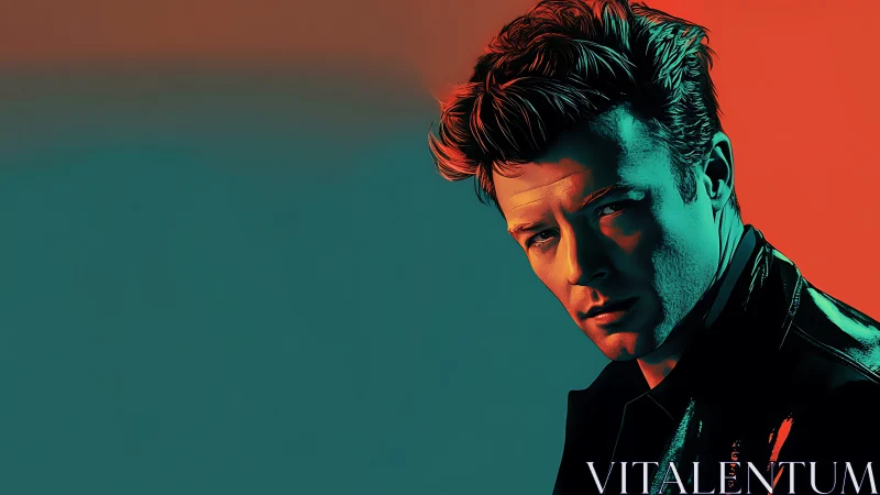 Cinematic male portrait in teal orange duotone lighting study